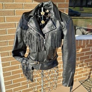 Fringe Leather Motorcycle Jacket